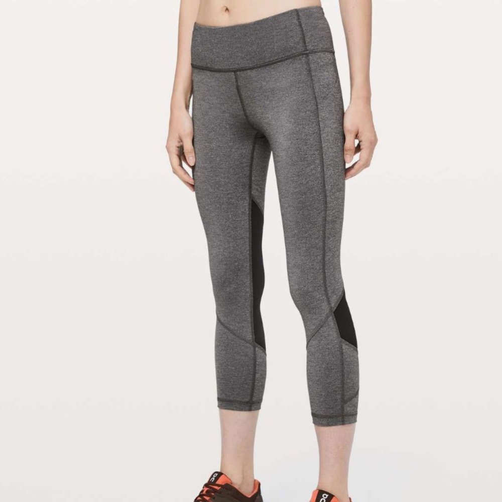 lululemon athletica Gray Capri Leggings with Black Insets